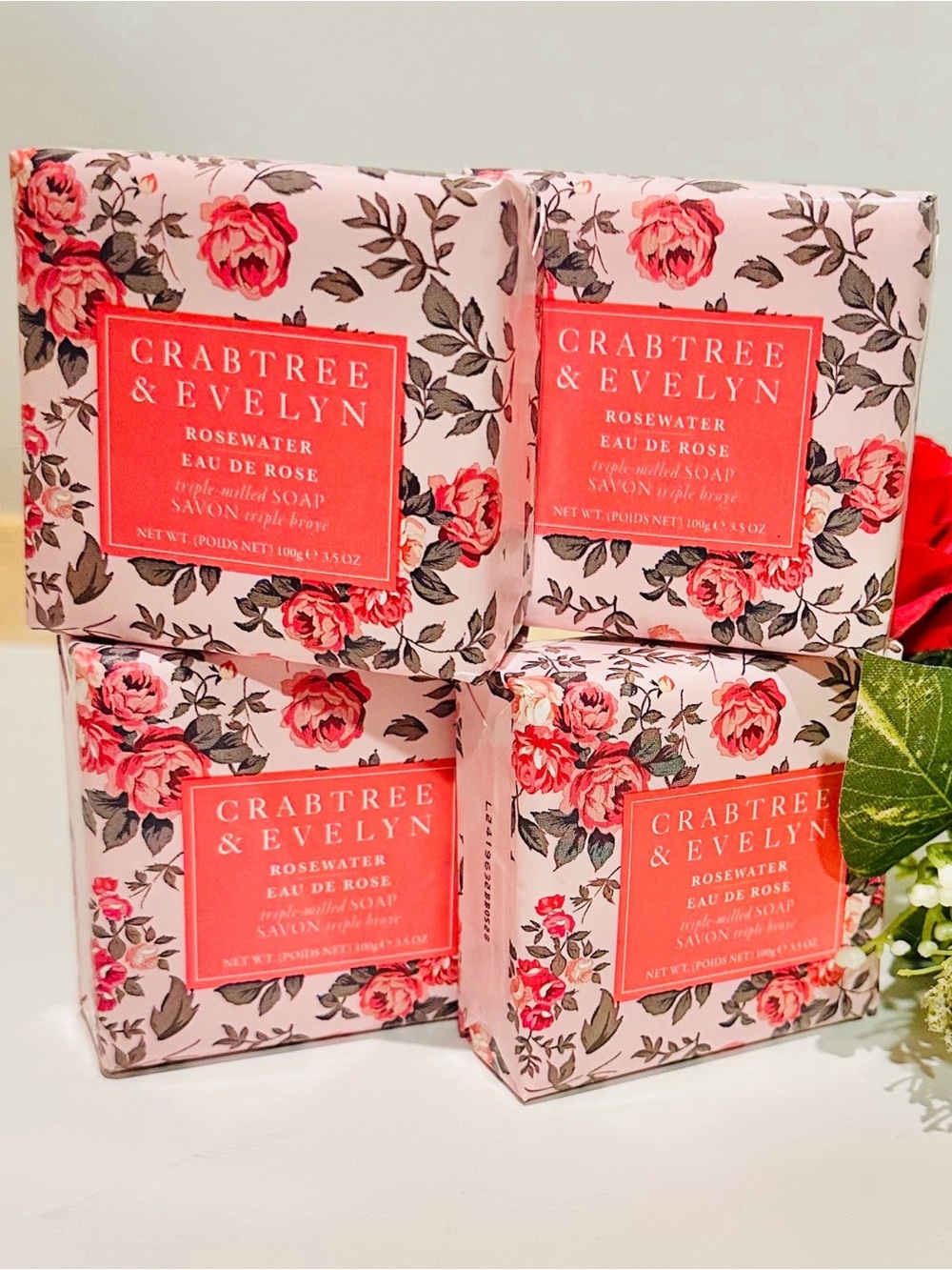 Crabtree & Evelyn Triple Milled Hand Soap 3.5oz - 4 Pack - Rosewater